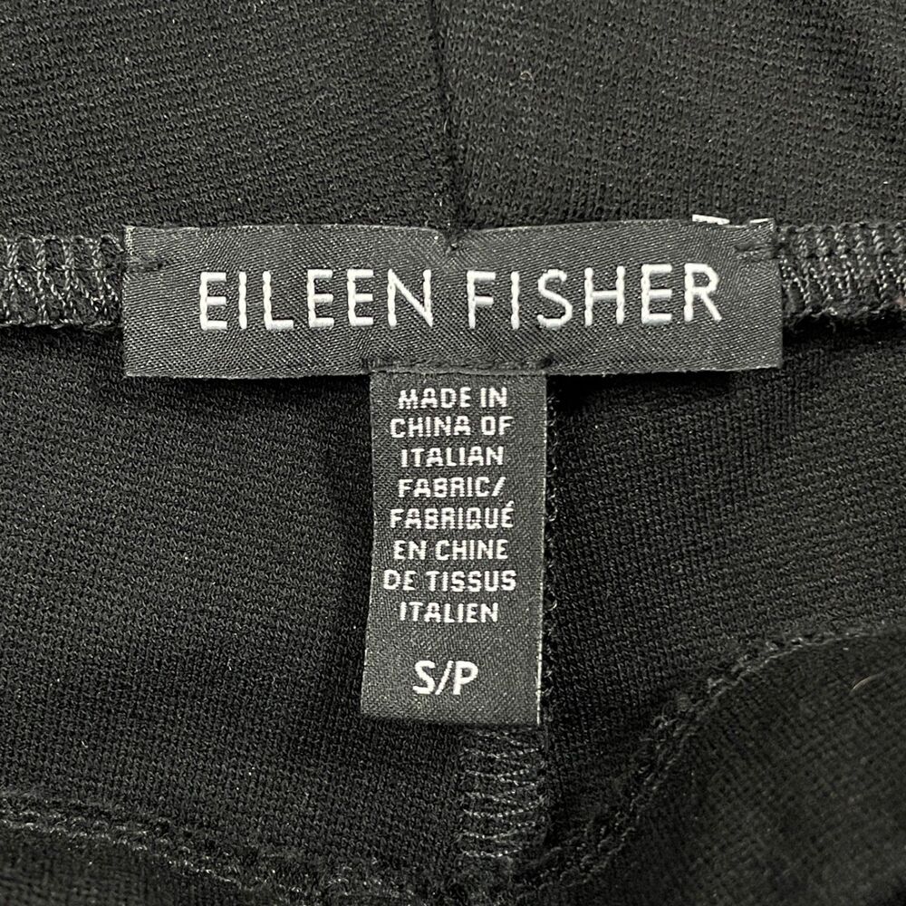 Eileen Fisher Small Black Pull On Elastic Waist Viscose Blend Straight Leg Pants - Picture 3 of 6